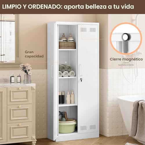 Miniatura 5 de Sightlife Armario Limpieza, Armario Escobero Interior,Armarios Escobero De Resina, Jardin Exterior,Lavandería, 70 X 30 X 168 Cm
