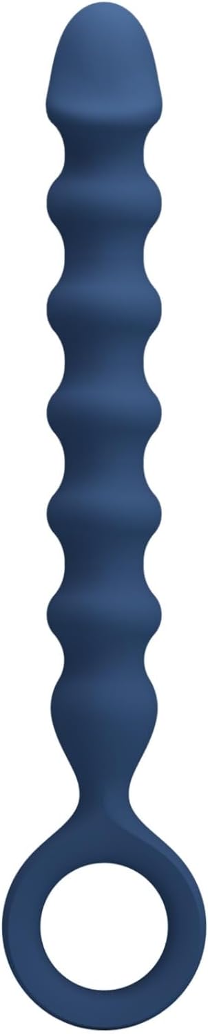 Super Large Anal Beads Toy, Silicone Long Thin Dildo with Pull Ring, Blue Adult Sex Toy for Women - 267mm_10.51in
