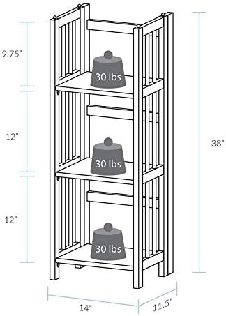 Miniatura 2 de MISC Honey Oak - Estantería plegable con 3 estantes, estilo de madera