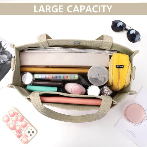 Image of Corduroy Tote Bag for Women Small Satchel Bag Mini Tote Bag Aesthetic Crossbody Handbag - School Work Travel Shopping