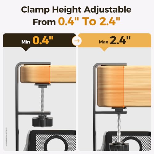 Image of 2 Pack Under Desk Cable Management Box Black, Cinati 26.8 inch Wire Organizers No Drill, Cord Organization Tray with Clamp for Office, Home - No Damage to Desk