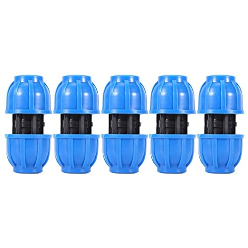 TOPINCN 5 Pcs Connecteur De Tuyau d'eau PE en Plastique 20mm à 20mm Droit Raccord De Tuyau Adaptateur Adaptant Haute Capacité