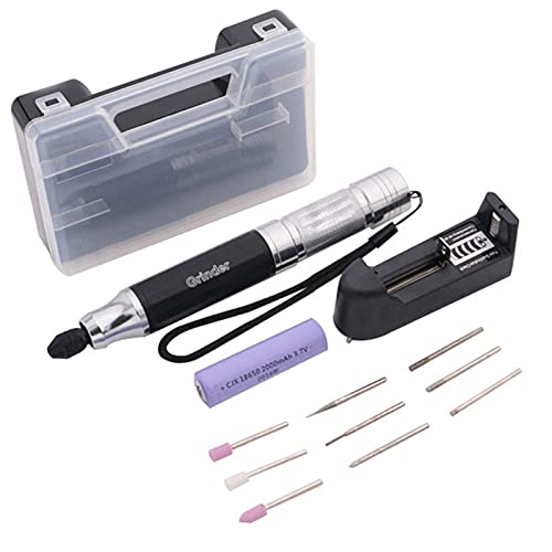 Kit de mini meuleuse sans fil 3.7V 35W Stylo de polissage de gravure électrique en alliage d'aluminium avec 9 têtes de meulage pour la coupe, le meulage et le polissage (UE)