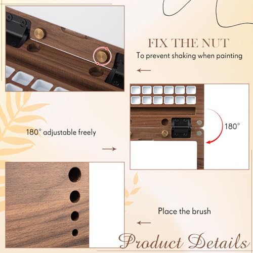 Affrolling 27 Grid Crossbody Portable Watercolor Palette Set All in One Wooden Travel Mini Paint Box with Adjustable Shoulder Strap Watercolor Easel Brushes Wash Jar Binder Clips for Painters Artists