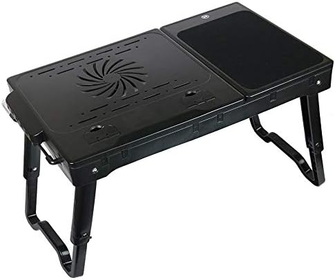 Multi-Functional Laptop Table Stand with Internal Cooling Fan and Built-in LED Light, Black