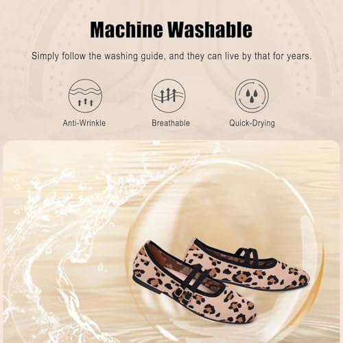 Image of Frank Mully Women's Flats Square Toe Mary Jane Shoes Ballet Flats with Strap Comfortable Slip On Knit Shoes Dressy Casual
