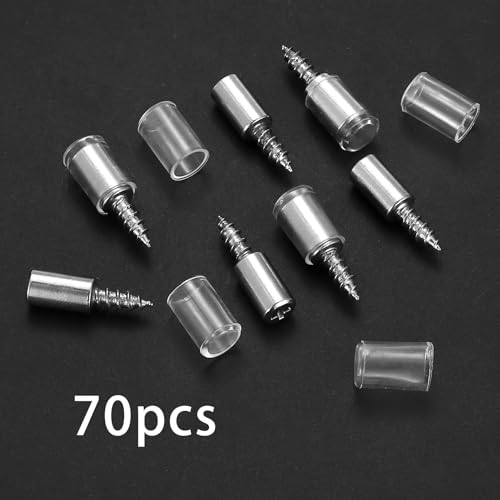 70 STK Regalbodenträger, Ø7.5mm Einlegeboden Halter, Selbstschneidende Schrauben Regalböden Regalbodenhalter für Einlegeböden mit Anti Rutsch Abdeckung für Schrank Bücherregal Kleiderschrank Möbel