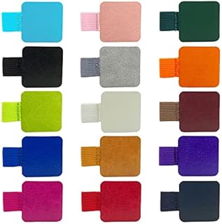 Kaizuca 15 Piece Leather Pen Pencil Holder, Notebook Pen Holder, Self Adhesive Pen Ring, with Elastic Loop, Waterproof and Scratchproof, for Notebook Planners Calendars Clipboards (15 Colors)