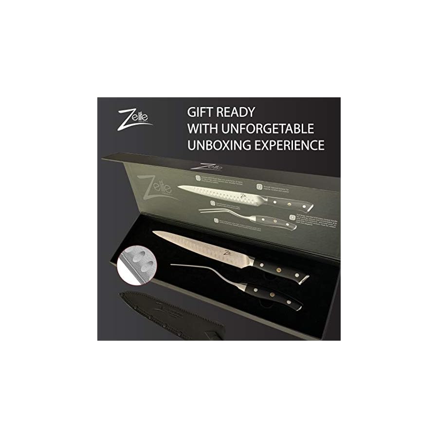 Zelite-Infinity-Meat-Carving-Knife-Carving-Fork-Set-10-Inch-Brisket-Knife-Meat-Knife-Meat-Slicing-Knife-Meat-Cutting-Knife-BBQ-Knife-Japanese-AUS-10-Super-Steel-67-Layer-Damascus-Knife Zelite Infinity 10 Inch Carving Knife & Fork Set - Japanese 10 Inch Meat Carving Knife & Carving Fork Set; Japanese AUS-10 Super Steel; Razor Sharp - Alpha-Royal Series