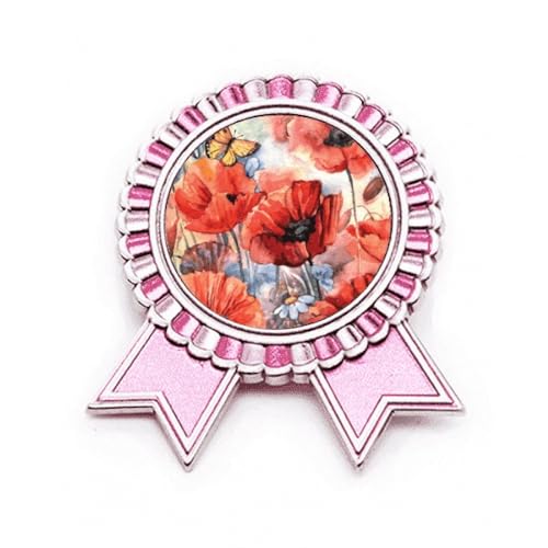 Broche badge rose avec fleurs et médaille de prix en métal taille moyenne