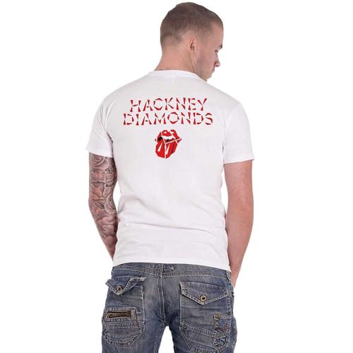 Rock Off officially licensed products The Rolling Stones T Shirt Hackney Diamonds Logo Nouveau Officiel Unisex Blanc Size - Les Beatles, Paul McCartney, John Lennon, RIngo Starr, George Harrison Rock Off officially licensed products The Rolling Stones T Shirt Hackney Diamonds Logo Nouveau Officiel Unisex Blanc Size – Image 3