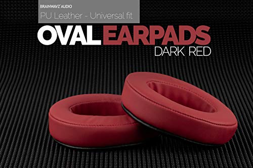 Image of Brainwavz Replacement Earpads for ATH M50X, M50BT, Steelseries Arctis, Pro Wireless & Stealth 600, HyperX Cloud, AKG, SHURE, Philips & Many More Headphones, Memory Foam Ear Pad Cushions, Dark Red Oval