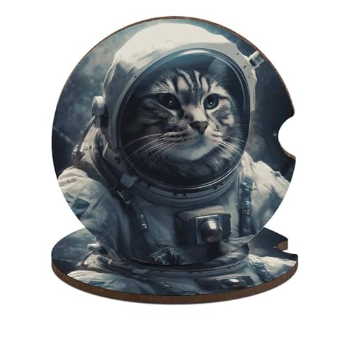 Portavasos para carro con diseño de gato astronauta, 2 unidades miniatura 1