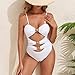 QUNPIU Women's Sexy Cutout One Piece Swimsuit Starfish Decor Bathing Suit for Beach Vacation White