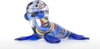 Extaum Tooart Colorful Walrus Sculpture| Handmade Glass Ornament Animal Figurine Gift Package Home Decor Multicolor Gifts for Birthday/Housewarming