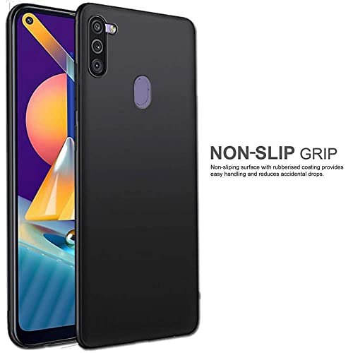 Image of Mobile Back Cover Case for Samsung Galaxy A11 (Silicone Case|CameraProtection|Black SC1510)