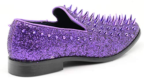 Image of SPK16 Men's Vintage Spike Dress Loafers Slip On Fashion Shoes Classic Tuxedo Dress Shoes