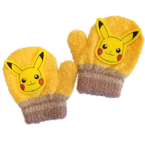 ポケモン ピカチュウ ミトン ニット手袋 防寒 雪用手袋 雪遊び 冬物 ポケットモンスター pz-fzt05(イエローf)