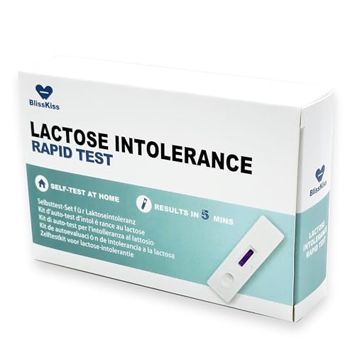 Kit de Prueba de Intolerancia a la Lactosa BlissKiss - Kit de Autodiagnóstico Rápido y Preciso, Incluye Instrucciones Multilingües, Resultados en 5 Minutos, Proceso Fácil de 3 Pas