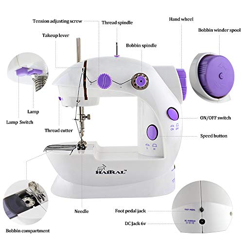 RZChome Portable Mini Sewing Machine Easy to Use for Beginners Speed Double Thread with Foot Pedal Handheld Sewing Embroidery Machine, Straight Sewing