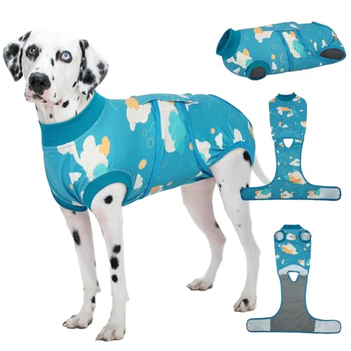 Kuoser Dog Recovery Suit for Female Male After Surgery, Printed Anti-Licking Dog Surgery Suit for Spay Neuter, Breathable Pet Bodysuit for Abdominal Wounds Skin Disease, Cone Alternative One