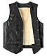 Harbrosrce Herren PU Leder Weste Fleece Gefüttert Motorrad Weste Vintage Retro Lederweste Biker Warm Casual V-Ausschnitt Ärmellos Jacke, B-khaki, L