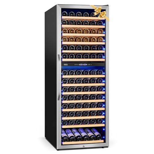 24 Inch Wine Cooler Fridge Dual Zone, Professional Large Capacity High Wine Refrigerator with Powerful Compressor, Quiet Operation and Elegant Design-KMHJ408D