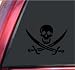 Pirate Skull & Crossed Swords Jolly Roger Vinyl Decal Sticker - Black