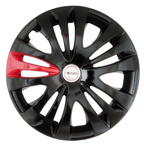 Image of Prigan Wheel Cover for All 12 INCH Cars Black Red Wheel Cap (Available in 12,13,14,15,16 Inch) (Set of 4 Pcs) (Press Fitting) Model- Ertiga-T1-BR1-12