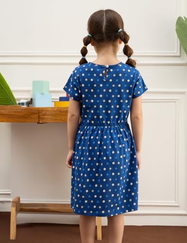 Image of Amazon Brand - Symbol Girls Fit and Flare Printed 100% Cotton Knit Dress | Age 2-10 Years