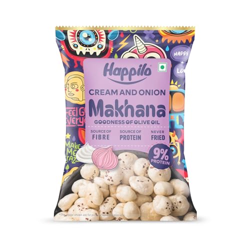 Image of Happilo Premium Super Snack Makhana Cream & Onion 55g | Roasted Foxnuts, Phool Makhana | Tasty & Crunchy Snacks