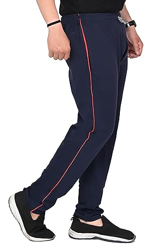 Image of SK Wardrobe Men's Solid Cotton Track Pant | Full Elastic Waistband | Regular Fit Casual Lower for Gym, Home, Lounge Full Length Solid Bottom Wear for Men