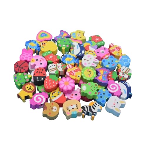 Bunte Radiergummis Set - 50 Pcs Radiergummi Tiere Set, Lustige Cartoon PVC Radierer Random Style für Kinder, Schulsachen, Mitgebsel,Klassenzimmer Belohnungen für Kindergarten,Party & Grundschule