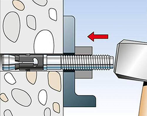 Image of Fischer FAZ II 12 /10 H-Bolt Anchor with Hat Nut for Attaching Railings and Concrete Concrete with Approval Galvanised Pack of 20 Grey