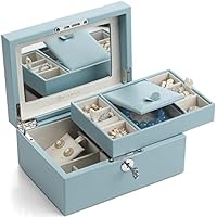 Algopix Similar Product 11 - Vlando Two Tray Lockable Jewelry Box