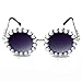 mincl/Vintage Round Pearl Sunglasses Women Luxury Alloy Oversized Frame Party Glasses Retro Shades (black)