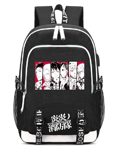 ISaikoy Anime Fire Force Backpack Shinra Kusakabe Bookbag Daypack Satchel Laptop Bag Handbag School Bag 1