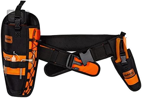 Heavy Duty Construction Tool Belt for Electri Pruning Shear Hand Pruner, Tool Pouch Tool Bag - Quick Release Buckle- Adjusts from 31 Inches to 42 Inches (Black Orange)