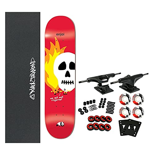 Enjoi Skateboard Complete Skulls and Flames Red 8.25" x 31.7"