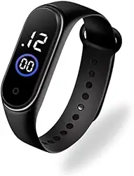 Relógio Digital LED, Pulseira Esportiva à Prova D'Água, Tela Touch, Unissex, Preto