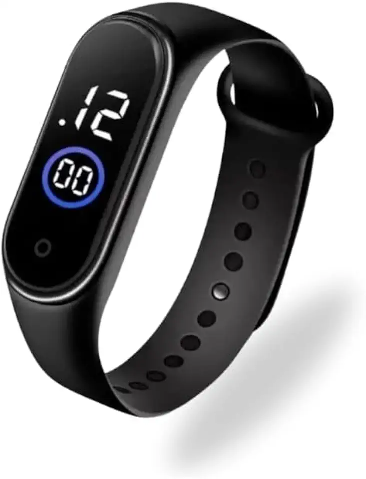 Relógio Digital LED, Pulseira Esportiva à Prova D'Água, Tela Touch, Unissex, Preto