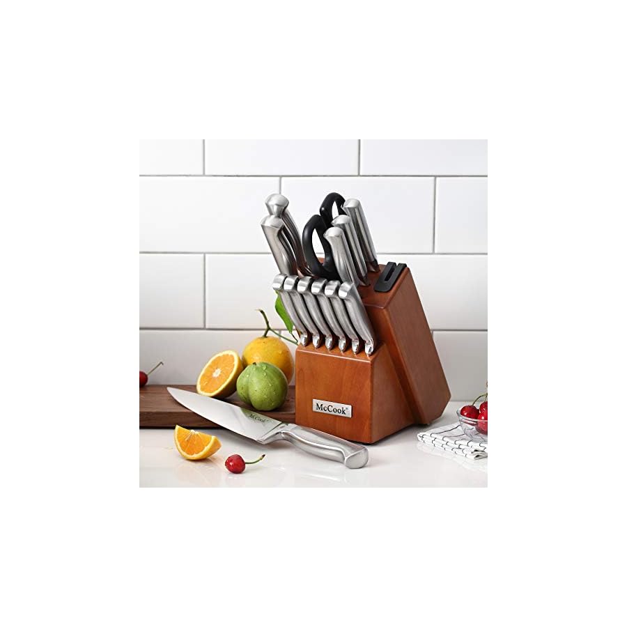 McCook-MC29-Knife-Sets15-Pieces-German-Stainless-Steel-Kitchen-Knife-Block-Sets-with-Built-in-Sharpener McCook® Knife Sets, German Stainless Steel Kitchen Knife Block Sets with Built-in Sharpener