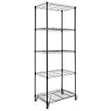 Whitmor 5 Tier Storage Shelves, Heavy Duty Metal Shelving, 400 lbs Capacity per Shelf, 2000 lbs Total, Easy Assembly for Kitchen, Garage, Plant, 18' L x 12' W x 50' H, Black