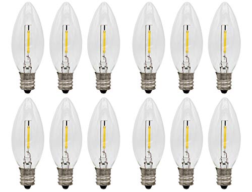 Creative Hobbies 12-Pack LED Replacement Light Bulbs for Electric Candle Lamps, Window Candles, Chandeliers - 7 Watt Equivalent Candelabra, Clear, Steady Burning, 120v 7w Bulb