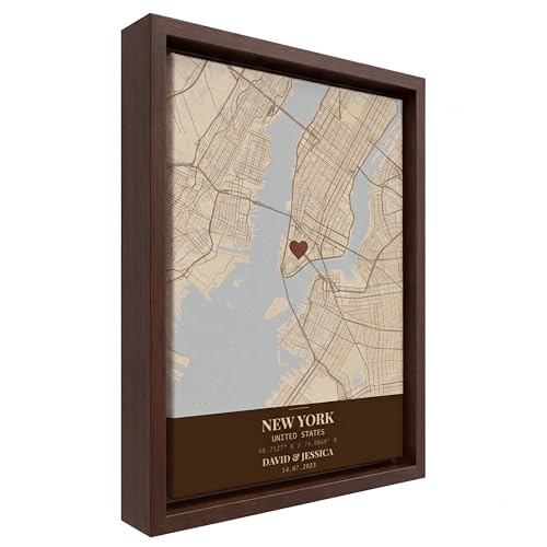 Fardes Custom Gift for Couple Personalized City Map Poster Where It All Began Map Prints Customized Gifts for Wife Husband Girlfriend Boyfriend