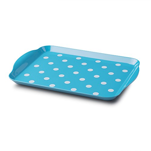 Zeal G201A Bandeja de melamina con diseño de Lunares (30 x 21 cm), Color Azul Aguamarina, Agua