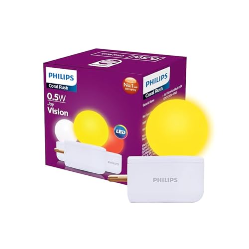 Image of Philips 0.5W LED Bulb Yellow | Joy Vision Plug-and-Play LED Night Lamp | Night Light for Bedrooms & Corridors | 2-Pin Socket | Energy Saving, Long Life | Pack of 24