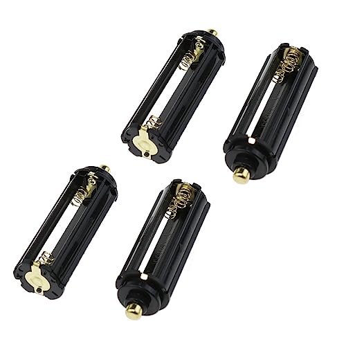 Dookoe Black Cylindrical Battery Holder Plastic 3x1.5AAA Battery Adapter Tube Retractable Contact Point Battery Holder (Black) -4PCS