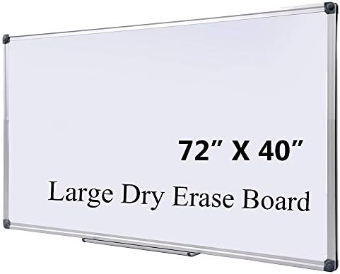 DexBoard Large 72 x 40-in Magnetic Dry Erase Board with Pen Tray| Wall-Mounted Aluminum Whiteboard Message Presentation Memo White Board for Office Home and School (72" x 40")