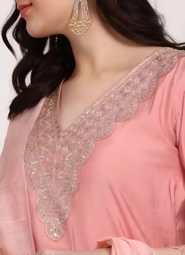 Image of Women's Viscose Rayon Embroidered Kurta Pant Set with Dupatta